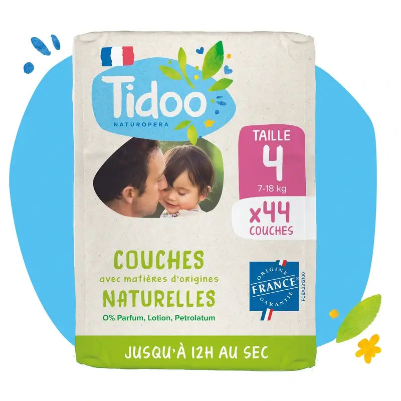 Couches Tidoo Taille 4 7/18 Kg Eco , 44 unités