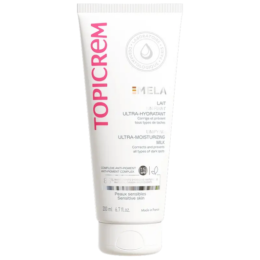 Topicrem Mela Lait corporel unifiant ultra-hydratant Spf15, 200 ml