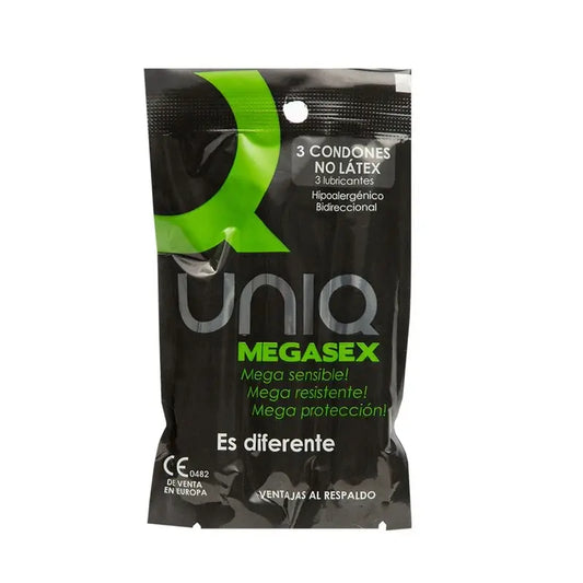 Uniq Megasex Préservatifs Sensibles Avec Jarretière Sans Latex 3 Unités