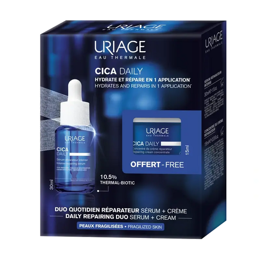 Uriage Sérum réparateur intense quotidien Cica, 30 ml + Crème réparatrice concentrée quotidienne Cica, 15 ml