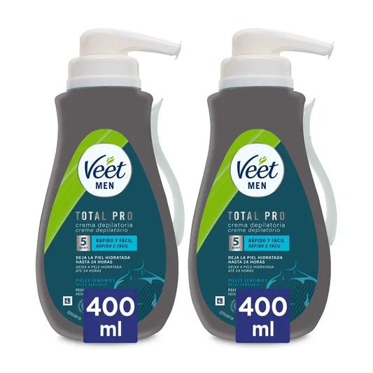 Veet Men Crème dépilatoire pour peau sensible, 2x400ml