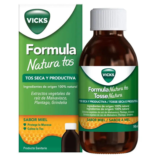Vicks Formula Natura Cough: 2 In 1 Cough Relief Syrup, Honey Flavour, 140 ml