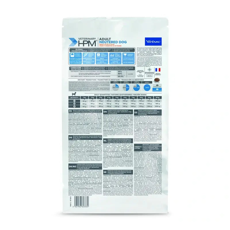 Virbac Hpm Adult Dog Neutered Small & Toy 1,5kg, nourriture pour chiens