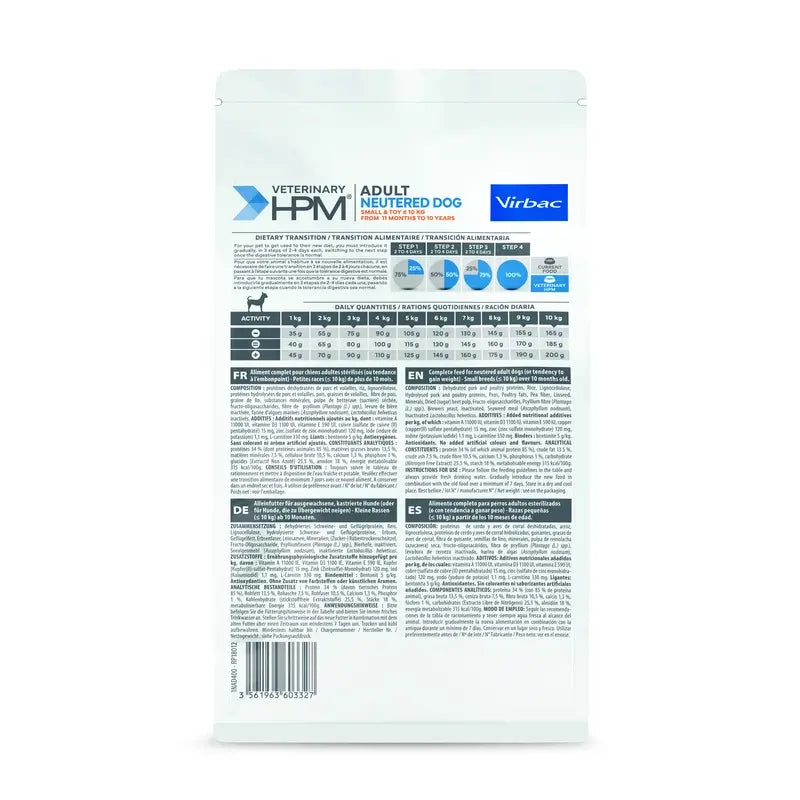 Virbac Hpm Adult Dog Neutered Small & Toy 400g, nourriture pour chiens