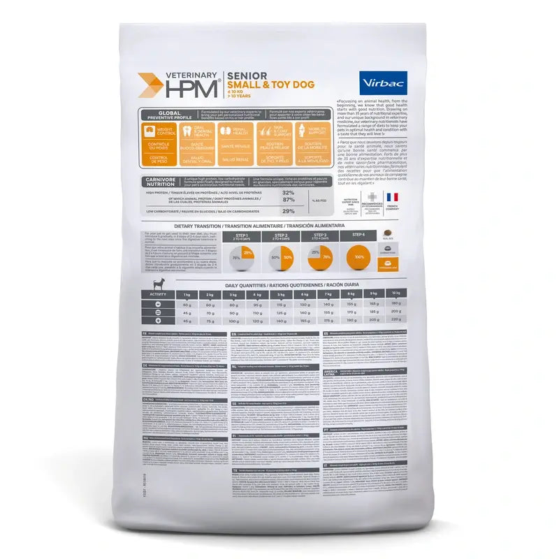 Virbac Hpm Senior Dog Small & Toy 7kg, nourriture pour chiens