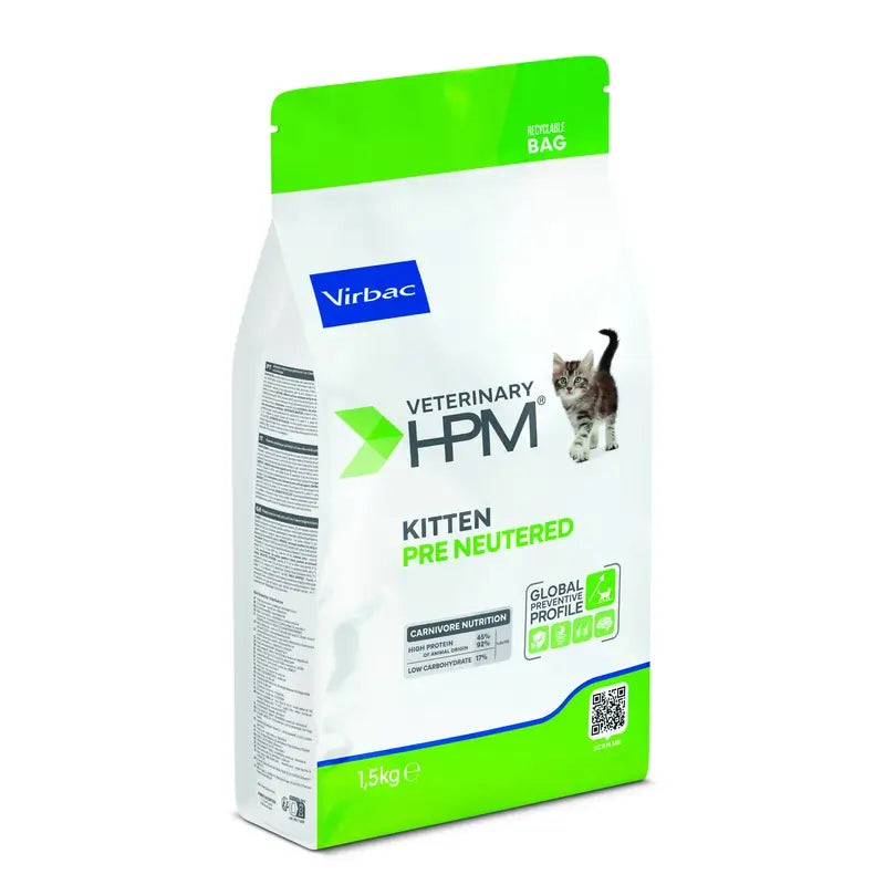 Virbac Veterinary HPM Kitten Pre Neutered Cat , 1.5 kg, nourriture pour chat