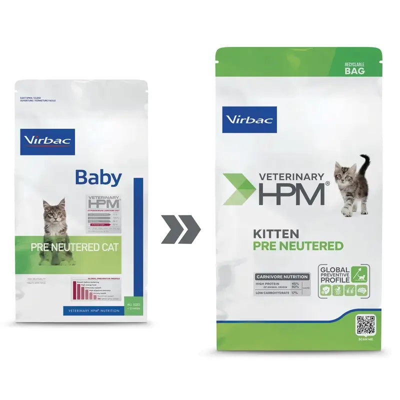 Virbac Veterinary HPM Kitten Pre Neutered Cat , 1.5 kg, nourriture pour chat