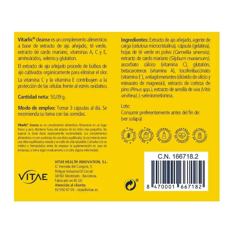 VITAE Vitarlic Cleanse, 90 gélules