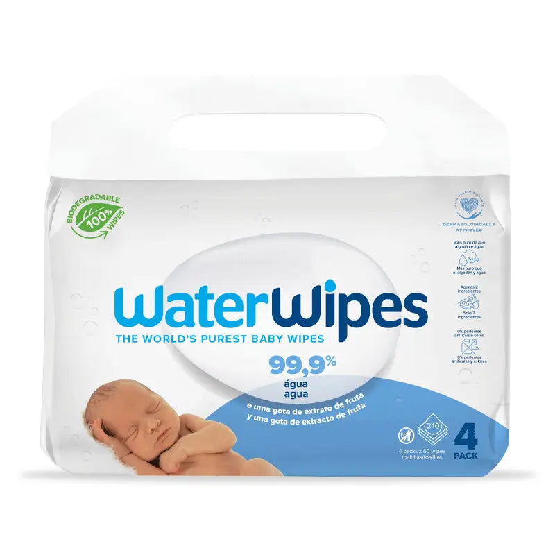 Waterwipes Biodegradable Baby Wipes 4x60, 240 pcs.