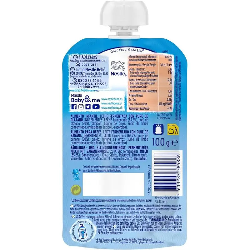 Yogolino Sachets Banane Sans Sucre, 100g x 8 unités